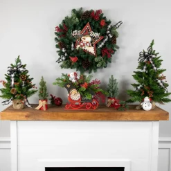 13.25" "Let it Snow" Snowman Star Hanging Christmas Sign