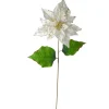 24" White and Gold Artificial Christmas Poinsettia Flower