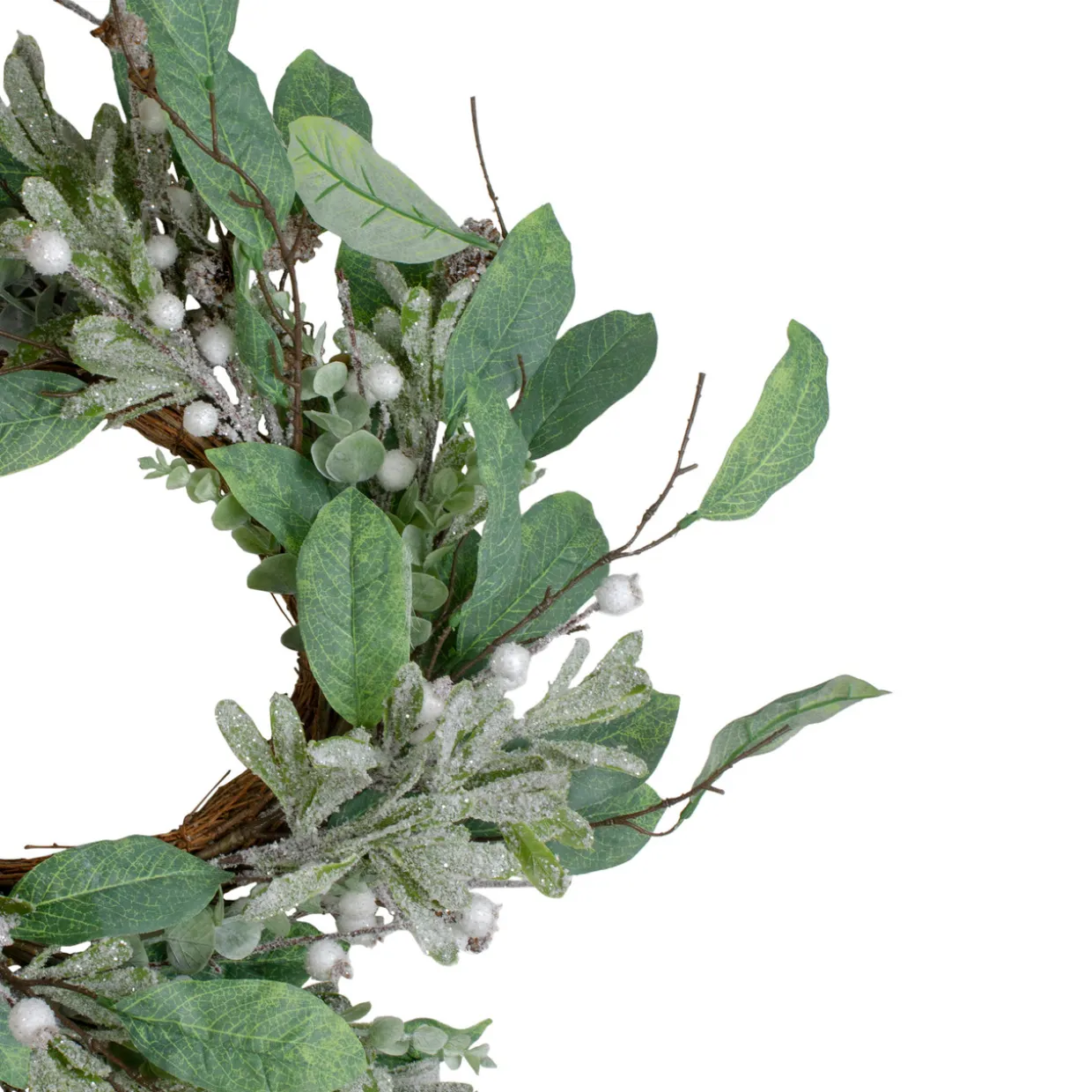 25" Artificial Mixed Foliage and Berries Christmas Wreath Unlit