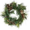 30" Artificial Mixed Pine with Pine Cones and Gold Glitter Christmas Wreath - Unlit