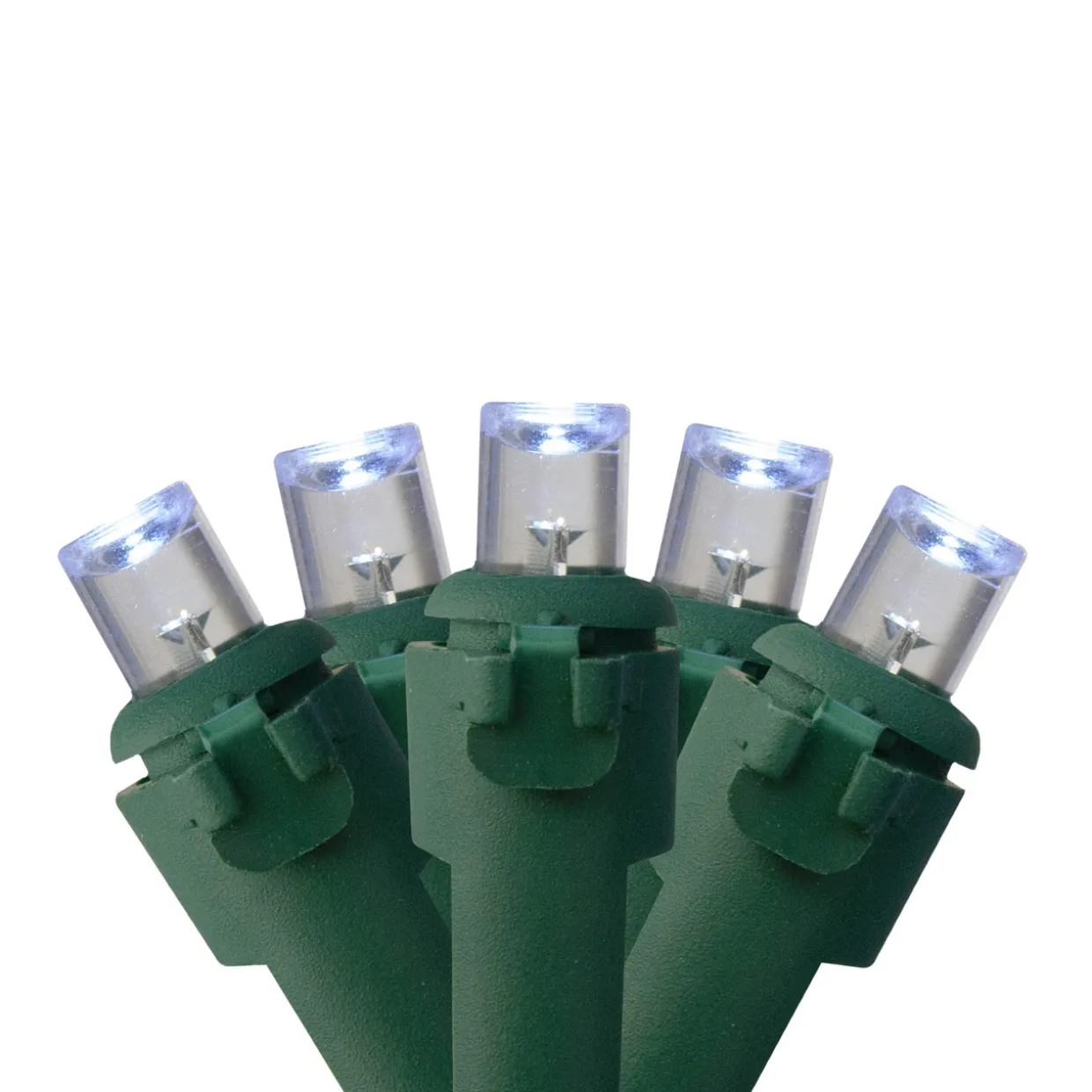 50 Battery Operated Pure White LED Wide Angle Christmas Lights - 23.5 ft Green Wire