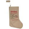 19" Beige and Red "Christmas Delivery" Stocking With Hanging Tag