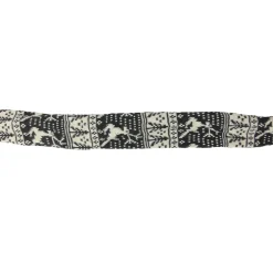 59" Black and Cream Knit Reindeer Nordic Design Christmas Scarf