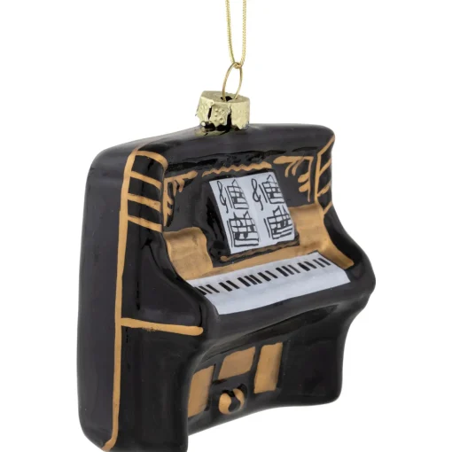 3" Black and Gold Organ Glass Christmas Ornament