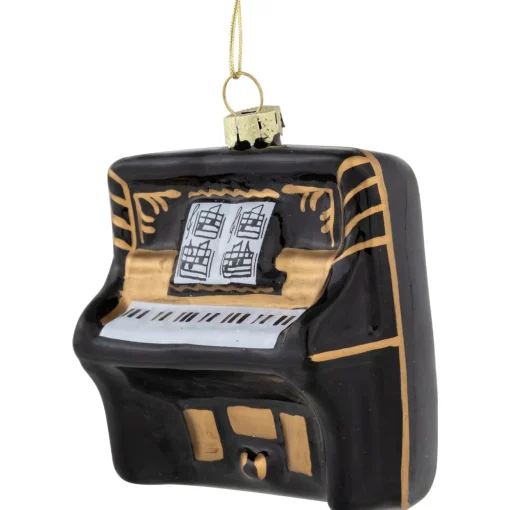 3" Black and Gold Organ Glass Christmas Ornament