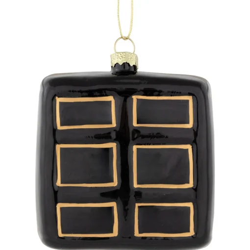 3" Black and Gold Organ Glass Christmas Ornament