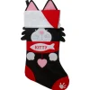 19.5" Black and Red Embroidered Kitty Cat Christmas Stocking