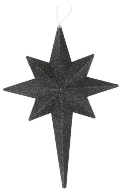 20" Black and Silver Glittered Bethlehem Star Shatterproof Christmas Ornament