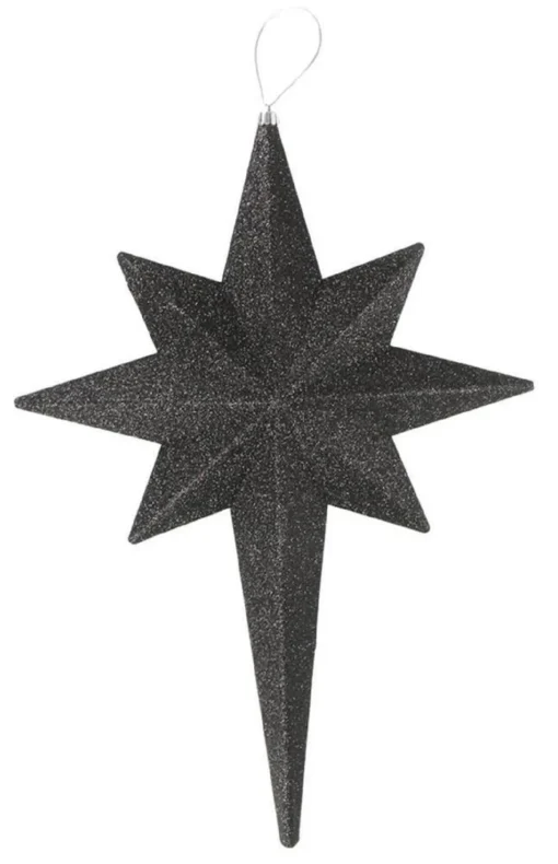 20" Black and Silver Glittered Bethlehem Star Shatterproof Christmas Ornament