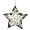 5" Black and White Buffalo Plaid Star with Reindeer Christmas Ornament