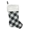 23" Black and White Rustic Checkered Christmas Stocking