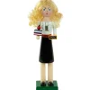 14" Black and White Wooden Teacher Christmas Nutcracker