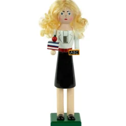 14" Black and White Wooden Teacher Christmas Nutcracker