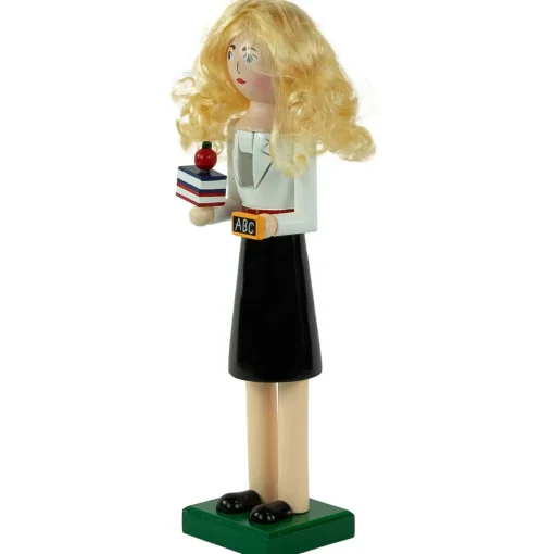 14" Black and White Wooden Teacher Christmas Nutcracker