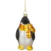 3.75" Black, White, and Yellow Glass Penguin Christmas Ornament