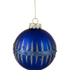 4" Blue and Gold Glitter Glass Ball Christmas Ornament