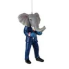 4.5" Blue and Gray Elephant Boxer in Suit Christmas Ornament