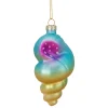 4.25" Blue and Pink Seashell Glass Christmas Ornament