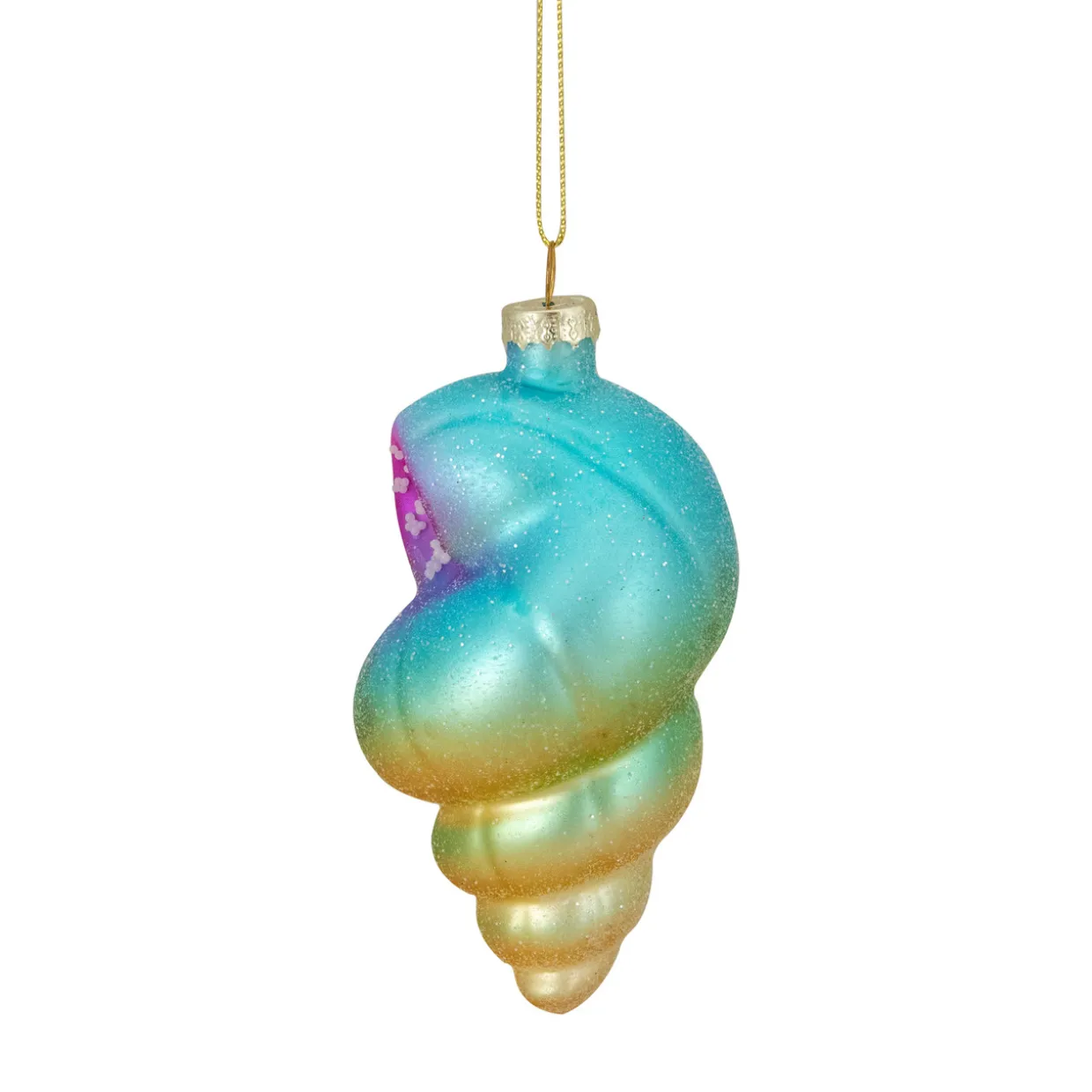 4.25" Blue and Pink Seashell Glass Christmas Ornament