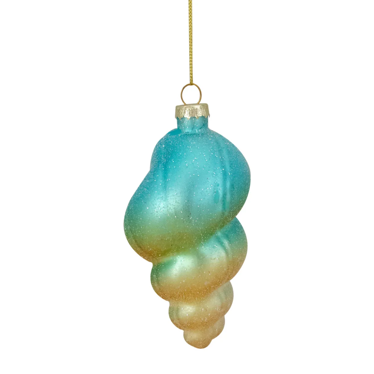 4.25" Blue and Pink Seashell Glass Christmas Ornament