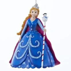4.75" Blue and Red Garden Snow Princess Christmas Ornament