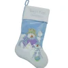 21" Blue and White "Baby's First Christmas" Snowman Stocking