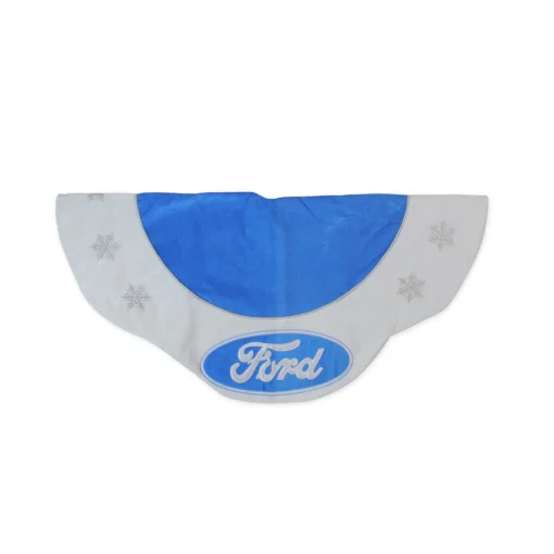 45.5" Blue and White Ford Scalloped Christmas Tree Skirt