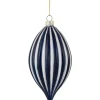 5.75" Blue and White Striped Finial Glass Christmas Ornament