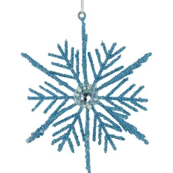 10" Blue Glittered Snowflake Christmas Ornament