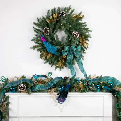 8" Blue, Green and Purple Sequins Peacock Bird Clip-On Christmas Ornament