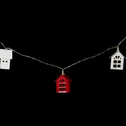 10 B/O LED Warm White Metal House Christmas Lights - 6.5' Clear Wire