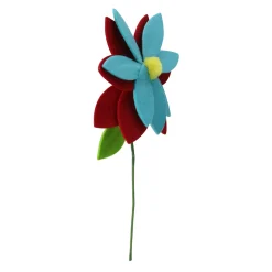 16" Bohemian Blue and Red Pointed Flower Christmas Spray