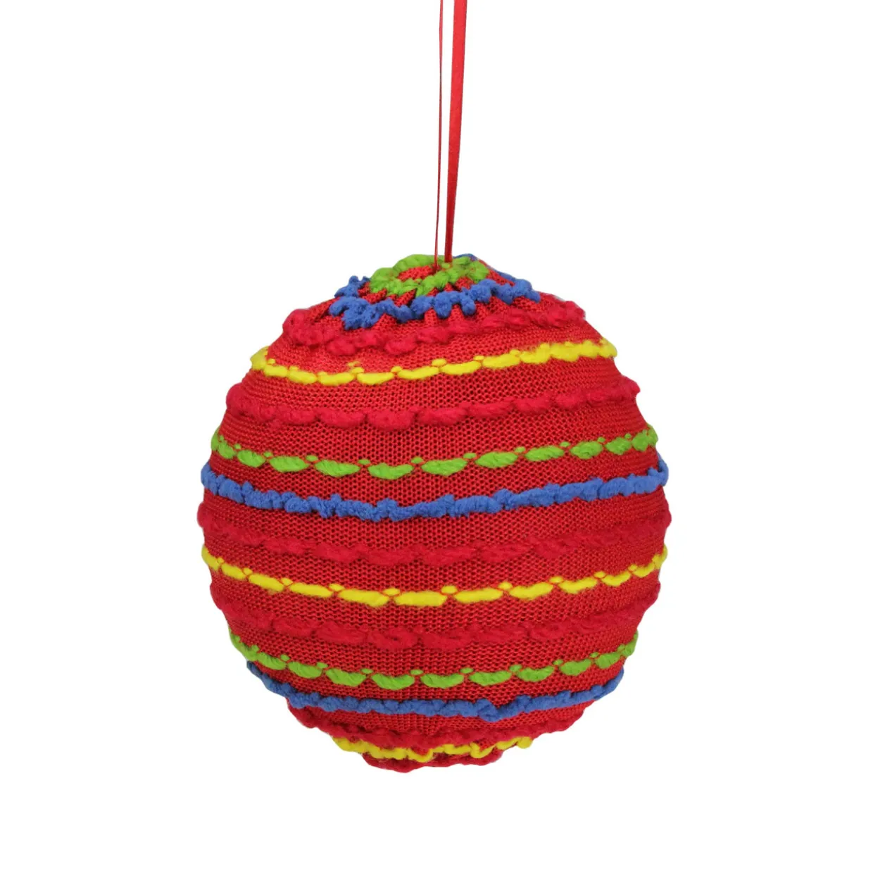 4.25" Bohemian Multicolor Knitted Christmas Ball Ornament