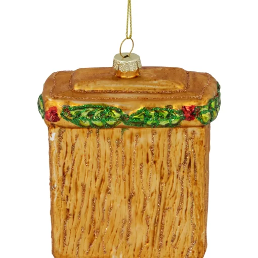 4" Bronze Glittered Fireplace Glass Christmas Hanging Ornament