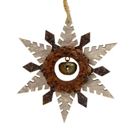 6" Brown and Beige Pointed Snowflake Christmas Ornament