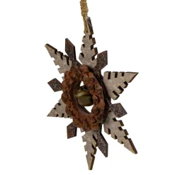 6" Brown and Beige Pointed Snowflake Christmas Ornament