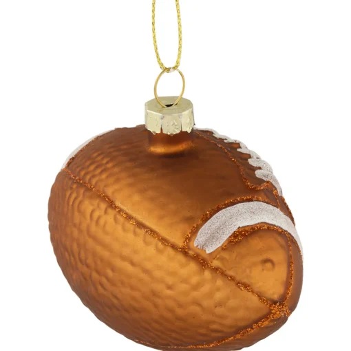 3.5" Brown Football Glittered Glass Christmas Ornament