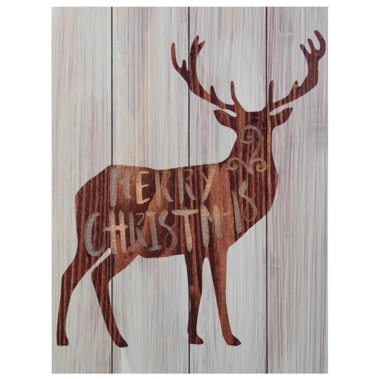 11.75" Brown Reindeer "Merry Christmas" Lighted Wall Plaque