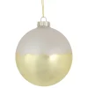3.5" Brushed White and Gold Glass Ball Christmas Ornament