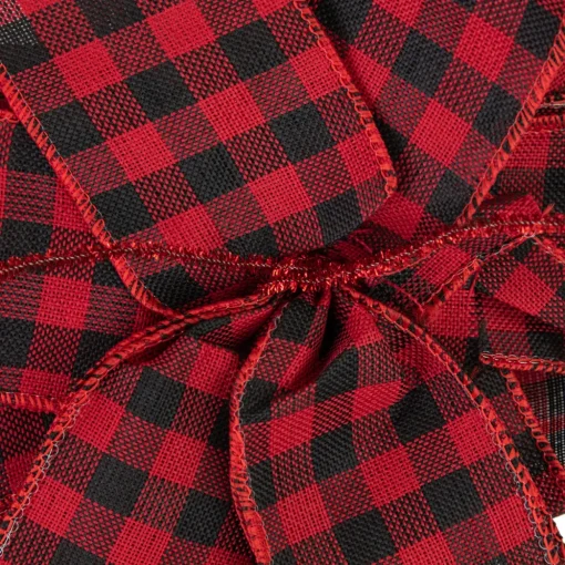 19" Buffalo Plaid Print 14 Loop Christmas Bow Tree Topper