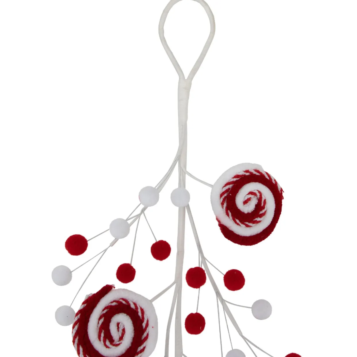 30" Candy Cane Swirls and Pom Poms Christmas Garland