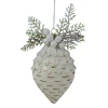 5" Cedar and Berries White Finial Christmas Ornament
