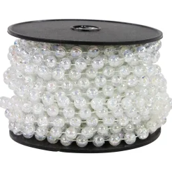 33' Clear Iridescent Beaded Artificial Christmas Garland, Unlit
