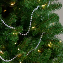 33' Clear Iridescent Beaded Artificial Christmas Garland, Unlit