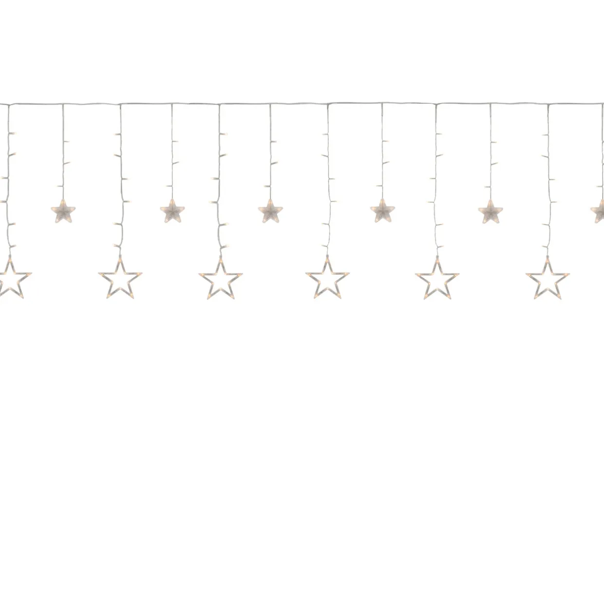 138 Clear LED Star Drop Window Curtain Christmas Lights - 17.75ft Clear Wire