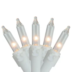 300 Clear Mini Icicle Christmas Lights - 13.5 ft White Wire