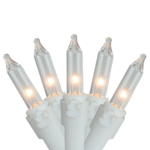300 Clear Mini Icicle Christmas Lights - 13.5 ft White Wire