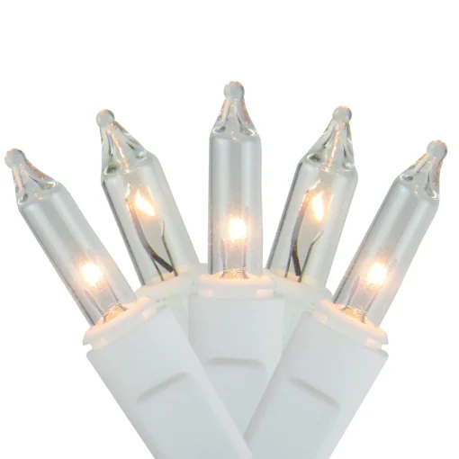 300 Clear Mini Icicle Christmas Lights - 8.5' White Wire