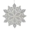 5.5" Clear Snowflake with White Design Christmas Ornament