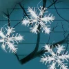 100 Clear Twinkling Snowflake Icicle Christmas Lights - 8.6 ft White Wire